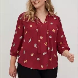 TORRID DISNEY CATS PEASANT BLOUSE - RED Top Vacation Sz 6X Women’s Plus